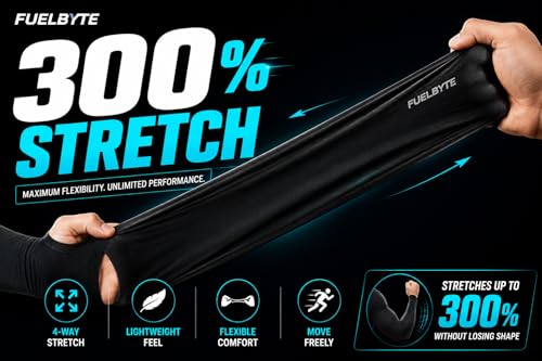Image of Fuelbyte UV Protection Hand Gloves for Sun Protection - Arm Sleeves for Men & Women, Perfect for Bike Riding, Summer, and Outdoor Sports - Full Hand Gloves, Sun Gloves, Cooling Sleeves