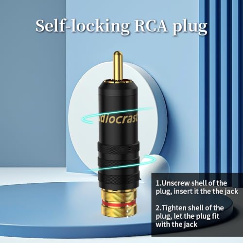 Tertullus 4 Pcs Rca Plugs Gold Plated Rca Connectors Adapter For Cable Up To 8 mm (Solder Type) - Image 4
