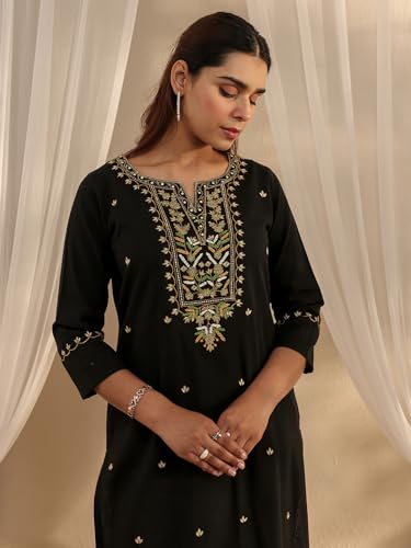 Image of Libas Embroidered Cotton Straight Kurta | Ethnic wear | Bridal Suit | Wedding Dress | Occasion wear