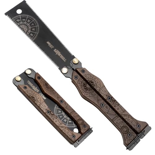 TOOLMAYS Scie Japonaise Pliable, 150mm Scie Pliante Avec Lame SK5, Double Tranchant De 13/15 TPI, scie à Traction Pliable Japonaise Pour Le Bricolage Et Le...