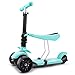 YUANLAISHINI 3 in 1 Kids Kick Scooter, 3 Ruote Walker con Sedile Rimovibile, 4 Regolabili in Altezza, Ruote Luminose per i più Piccoli Supporto 1-6 Anni 80 kg