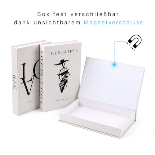 SOULLION Deko Bücher 3er Set – Stilvolle Buchbox mit Aufbewahrungsbox für Home Decor | Ästhetisches Design | Stapelbar & Robust