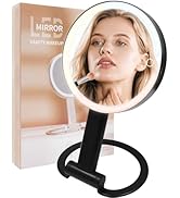 Lighted Makeup Mirror with 3 Color Modes & Dimmable Brightness, 360° Rotation, Double-Sided 1X/10...