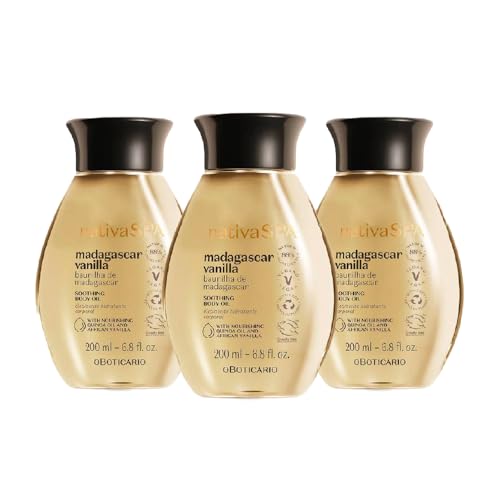 O Boticário Nativa SPA Vainilla Aceite Set | 3 x Aceite Corporal Hidratante Perfumada I Loción Corporal Vegan I 3 x 200ml