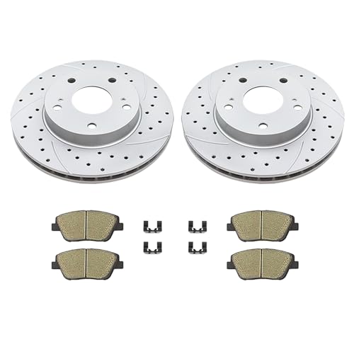 Image of Acinoparts Front Brake Kit Drilled & Slotted Brake Rotor Ceramic Brake Pad