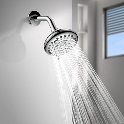 Image of Gurin ABS Multi-function Overhead Rain Shower Head for Bathroom High Pressure Showerhead with Adjustable Angles, Anti-Clogging Silicone Nozzles