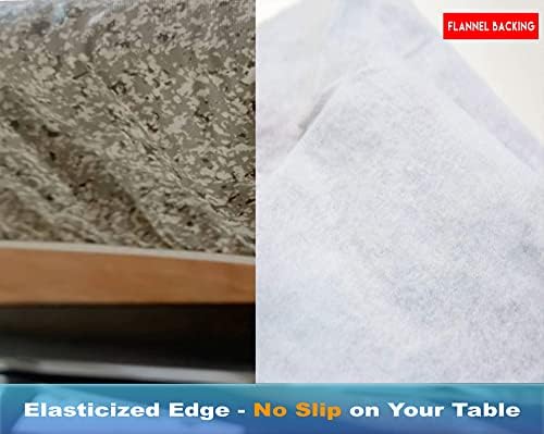 Miniatura 6 de lndoor - Mantel redondo de vinilo ajustable para patio al aire libre, respaldo de franela, borde elástico, mantel decorativo impermeable y lavable,