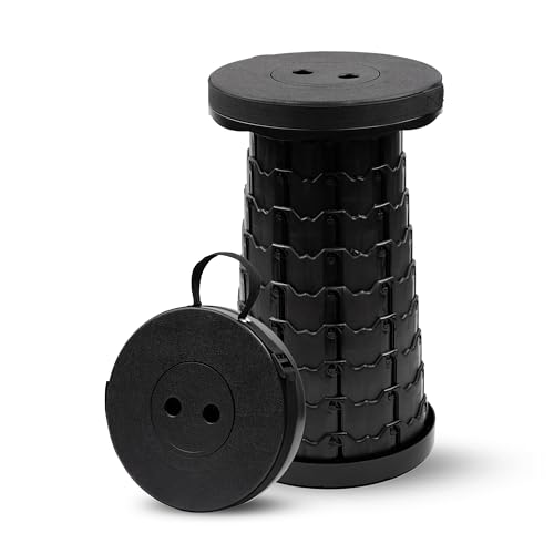 Generico Sgabello Pieghevole Portatile - Sgabello Telescopico con Altezza Regolabile - Portata fino a 220Kg