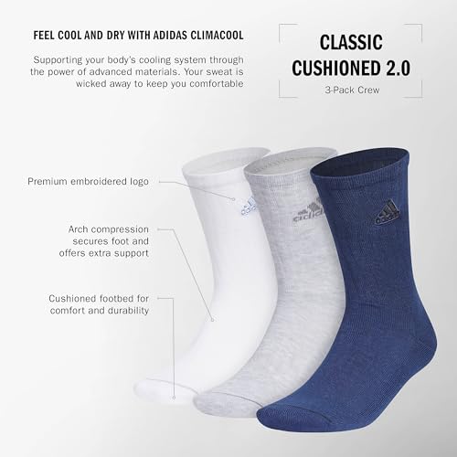 Chaussettes crew adidas Premium en coton doux avec compression anatomique lot de 3 - 4