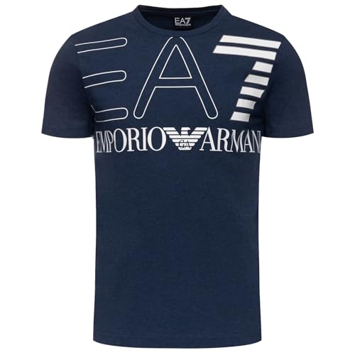 Emporio Armani Camiseta para hombre EA7 6GPT11 PJ02Z, manga corta, cuello redondo, azul oscuro, L