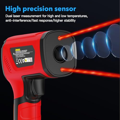 Image of Infrared Thermometer High Temperature Gun -40℉~2912℉, 50:1 Dual Laser Thermometer with Probe 14℉ - 932℉, Digital IR Temp Gun for Cooking, Pizza Oven, Engine, Kiln, Forging, Industrial Use