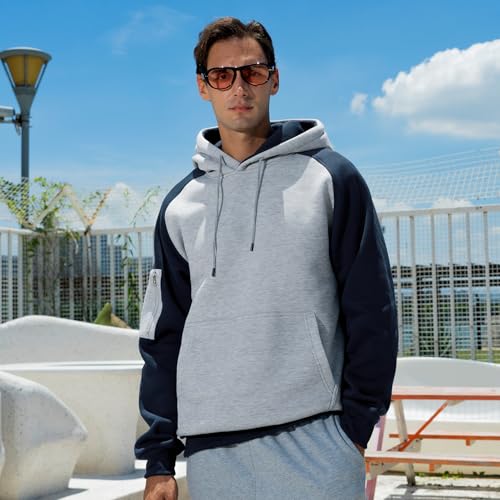 Men's Hoodie Novelty Color Block Pullover Hooded Collar Drawstring Hoodies Sweatshirt with Pocket2