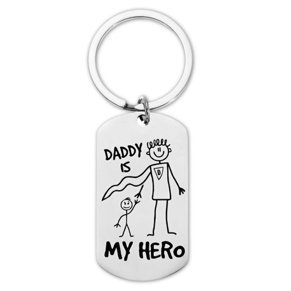 Xiyantiji Daddy Gifts for Men Dad Fathers Day Keychain from Son Daughter, Birthday Christmas Presents for Daddy Father's Day Gifts for Husband from Wife - Daddy is My Hero Keychain