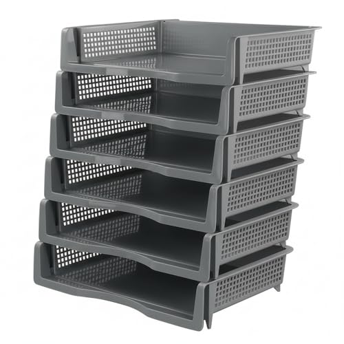 Corbeille à courrier A4 plastique gris bac empilable rangement bureau