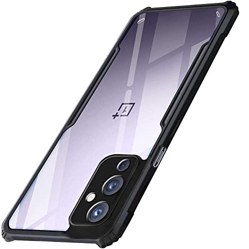 Image of WOW IMAGINE Shockproof Crystal Clear Back Cover Case for OnePlus 9 5G | 1+9 5G (Hard | Hybrid PC + TPU | Full Armour Device & Camera Protection | Black)