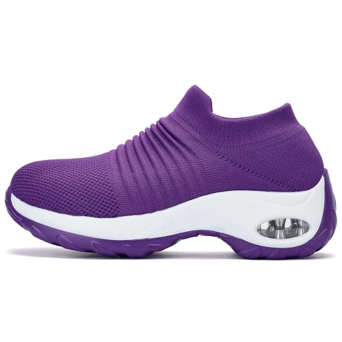 Image of Slow Man Women's Walking Shoes Sock Sneakers - Mesh Slip On Air Cushion Lady Girls Modern Jazz Dance Easy Shoes Platform Loafers