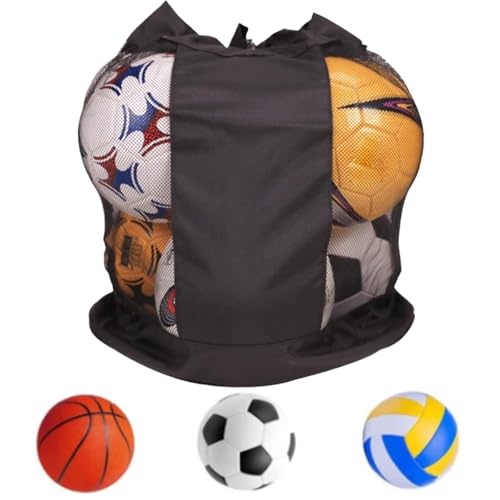 Bolsa de red de bola de fútbol | bolso de malla, bolsa de pelota con cordero para aproximadamente 5 bolas, lienzo y bolsa de bola de oxford con correa para el hombro para baloncesto, fútbol, ​​voleib
