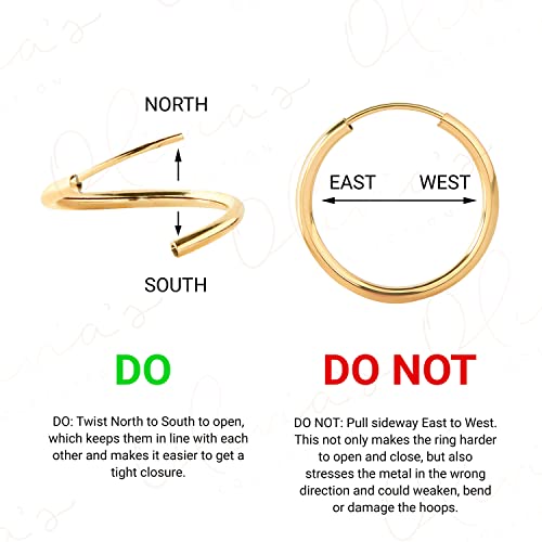 14K Yellow Gold Endless Hoop Earrings 10X1.0Mm #TOP4