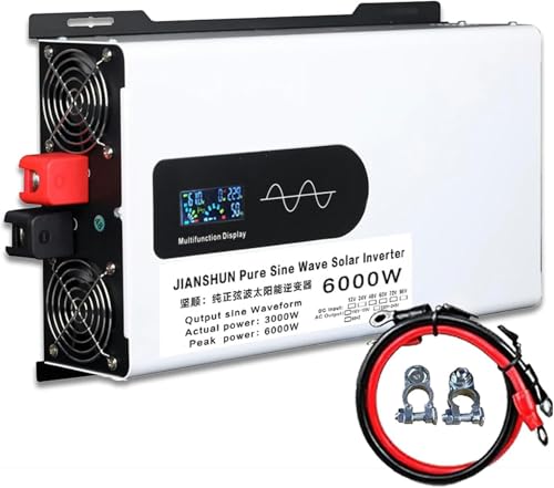 HOTAPEPU Inverters De Potencia Inverter Pure Sine Wave Inverter 6000W Potencia Peak 3000W Potencia Nominal con Enchufe De Pantalla LCD ~/