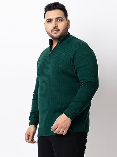 Image of Kvetoo Plus Size Men High Neck Zipper Full Sleeve Woolen Winter Sweater