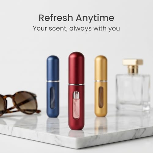 Image of Mini Perfume Refill Bottle | Portable Refillable Perfume Atomizer | Empty Travel Spray Dispenser Container for Women & Men | Pocket Size Leak Resistant (Multicolour) Pack of 2