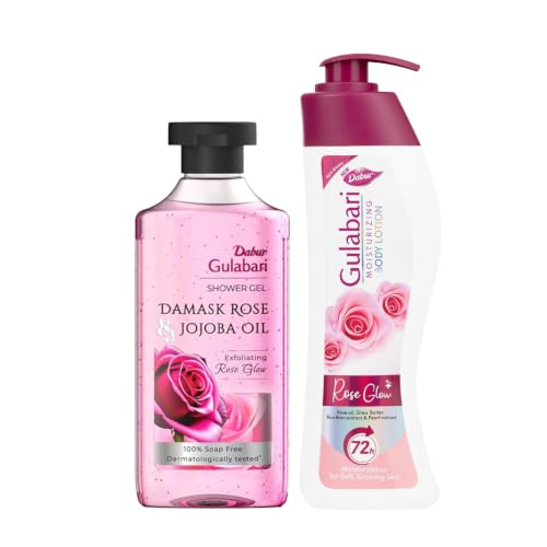 Image of Dabur Gulabari Rose & Jojoba Shower Gel, 250 ml with Gulabari Body Lotion, 400 ml