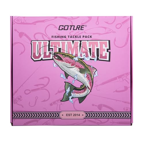 Goture Pink Fishing Kit Fishing Lures with Tackle Box and Fishing Tool Kit Set for Women Include Fish plier Braid Scissors Fishing Gripper with Gift box