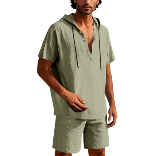 Ensemble short et chemise en lin pour homme haut de gamme et léger