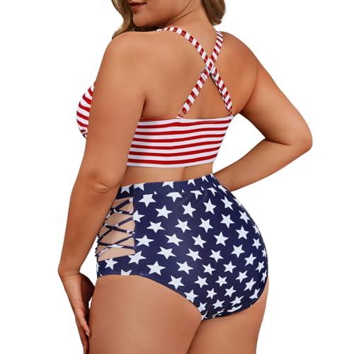 Image of American Trends Womens Plus Size Bikini Set - Tummy Control, High Waisted 2 Piece Swimsuits Bathing Suits