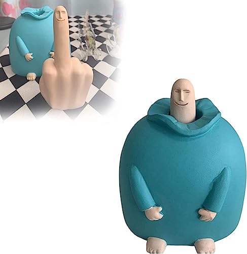 A tiny resin man flipping the bird — the passive-aggressive desk ornament for when you need to say something without saying anything.