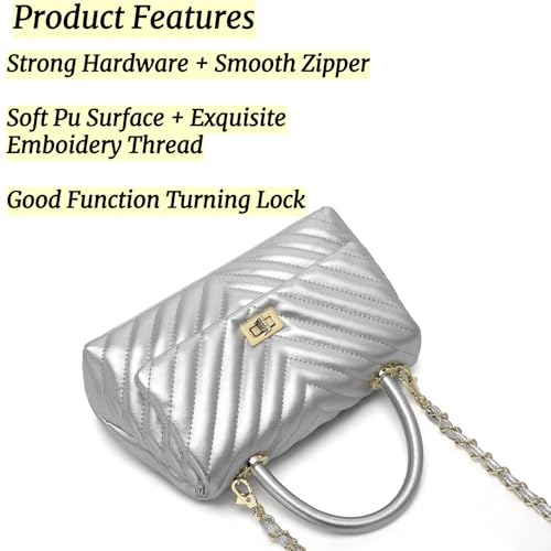 Image of ER.Roulour Quilted Crossbody Bags for Women, Trendy Roomy Shoulder Handbags with Flap Gold Hardware Chain Purses Shoulder Bag