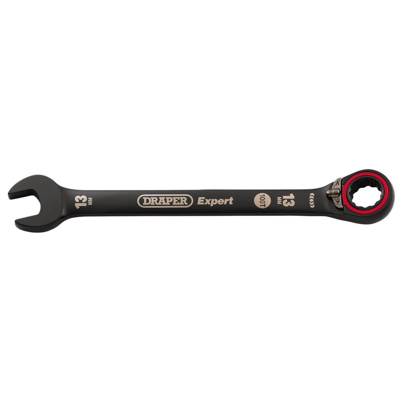 Draper 03903 Expert HI-TORQ Metric Reversible Ratchet Combination Spanner, 13mm, Black, Red and Black - Image 3