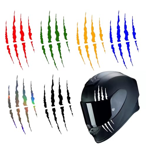 LAOYEFACAI 7 piezas de pegatinas para casco de moto Diseño Monster Claw Lámina de vinilo autoadhesiva para personalizar el depósito de la moto el scooter o el casco Impermeable