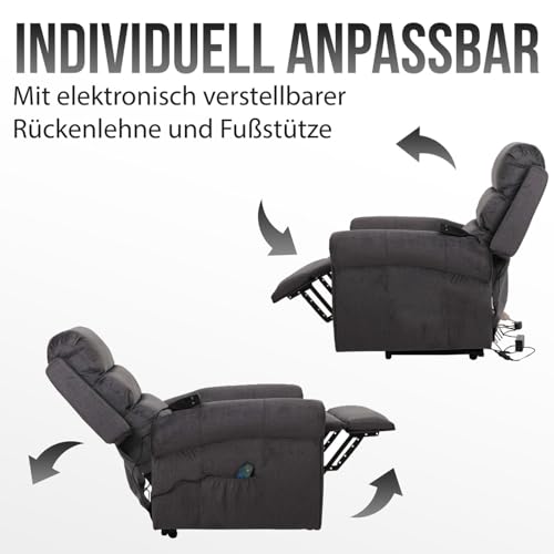 Fernsehsessel HWC-K63, Relaxsessel, Liegefunktion Aufstehhilfe Massage Heizfunktion, Stoff 220g/m² Chenille - Bordeaux – Bild 4