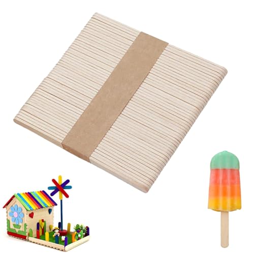 XINGHUA 50 Stück Eisstiele Holz,Eisstiele aus Holz zum Basteln,Natur...