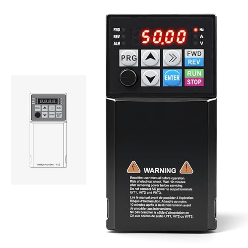 Variador de frecuencia trifasico 380V, VFD 2,2KW Convertidor de frecuencia Entrada trifásica 380V Salida trifásica 380V Inversor de frecuencia para Control de Velocidad del Motor del Husillo CNC