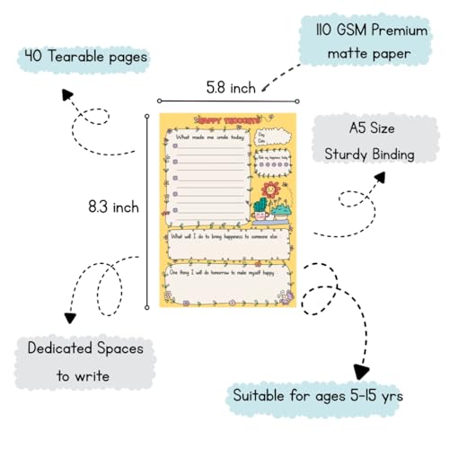 Image of Happy Thoughts A5 Positivity Pad for Kids, 40 Tear-Off Pages