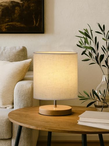 Printed Table Lamp for Home Décor | Warm LED Night Lamp with Wood...