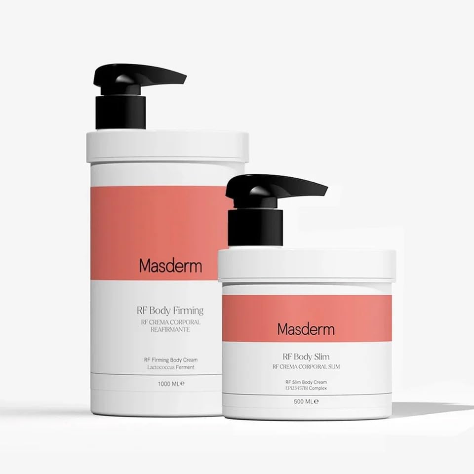 MASDERM - Crema Gel Radiofrecuencia Facial y Corporal Hidratante 500 ml y 1 L, Gel Conductor Profesional, Crema Antiedad con Ácido Hialurónico y Colágeno, Reafirmante y Antiarrugas - 2 Pack
