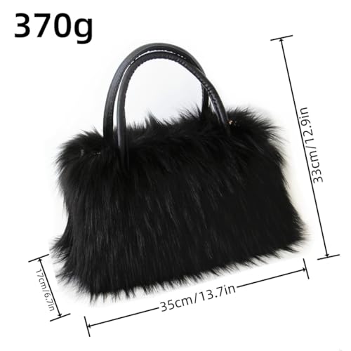 QMFUR Women's Shoulder Handbags Furry Fluffy Fuzzy Faux Fur Tote Bag Satchel Handles Handbag3