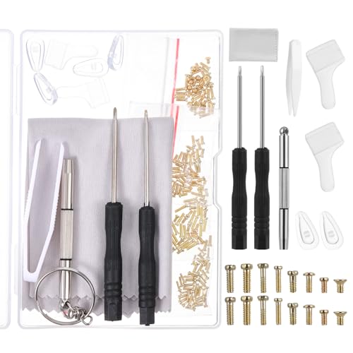 150 Stück Brillen Reparatur Set Brillenschrauben Brillenreparatur Set Werkzeug set mit Schraubendreher und Pinzette für Brillen Sonnenbrillen Presbyope Reparatur Brillen Sonnenbrillen