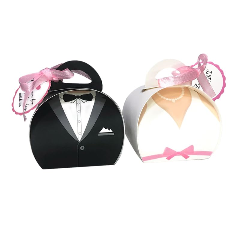 Hochzeits-Gastgeschenkboxen – 50 Stück, Braut & Bräutigam Design, Zum Befüllen Mit Süßigkeiten