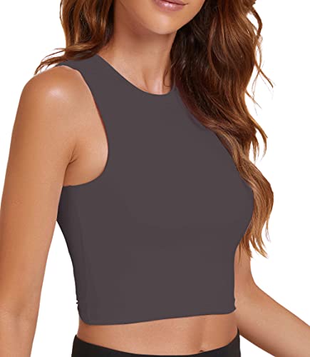 Image of Sports Bras for Women Removable Padded Athletic Yoga Running Crop Tops Sleeveless Gym Workout Tops