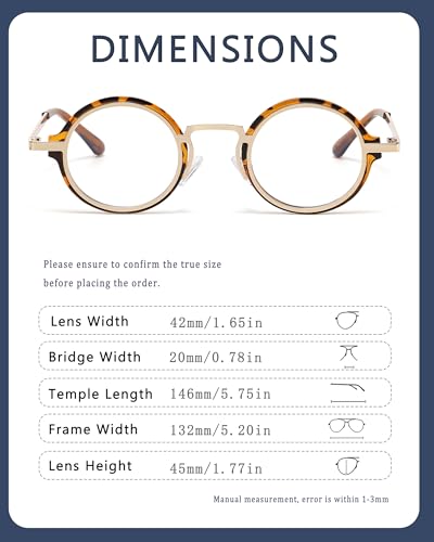 Image of Classic Round Glasses for men women Circle Blue Light Eyeglasses Hippie Style Non Prescription Eyewear
