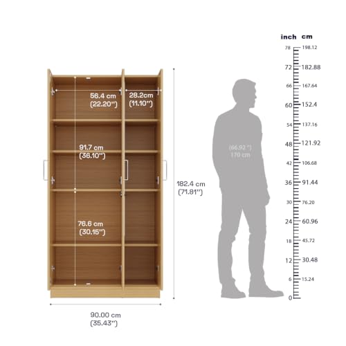 Image of Wakefit Wardrobe for Bedroom | 1 Yr Warranty | Cupboard for Bedroom, Almirah, Wooden Wardrobe, Multi-Shelves Storage with Mirror, Density:680-750 kg /m, Free Installation from Brand (Twill - UT)