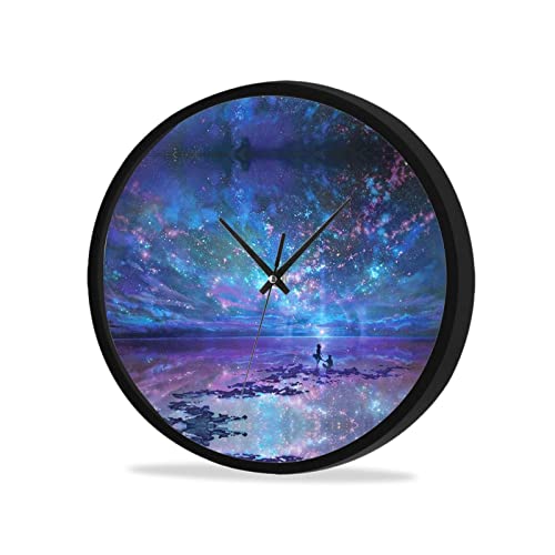 Northern Lights - Reloj circular ornamental de cuarzo, funciona con pilas, para el hogar, oficina, aula, escuela, silencioso, sin tictac, frontal de cristal ABS.