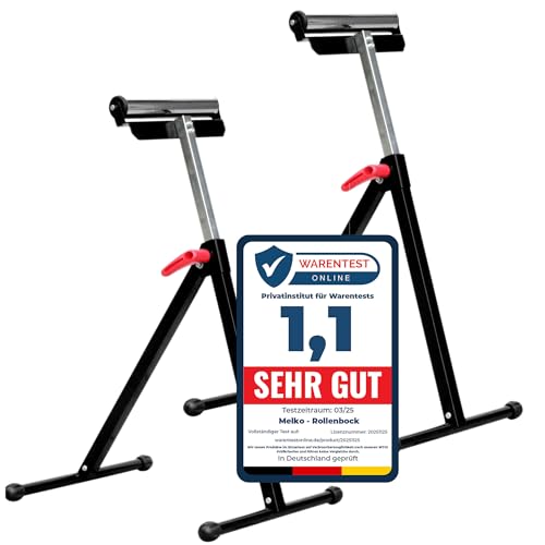 Melko Rollenbock höhenverstellbar 66-105 cm Rollbock inkl. 1 Paar Arbeitshandschuhe Belastbarkeit bis 90 kg Klappbock für Materialzuführung Unterstellbock Arbeitsbock Montagebock Stützbock - 2 Stück
