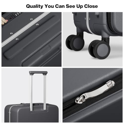 Image of mixi 26 Inch Large Checked Luggage PC Hard Shell Suitcase Top Opening Aluminum Frame Travel Suitcases with Wheels, Rock Gray