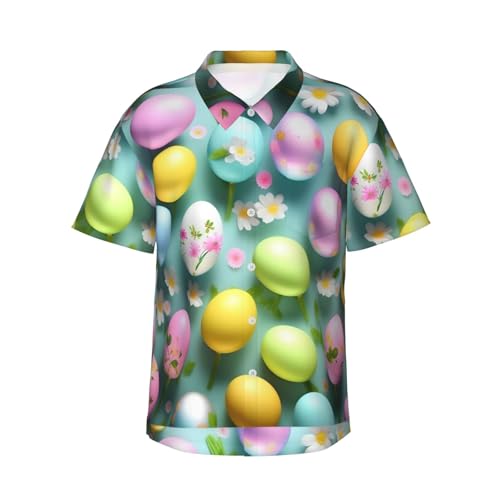 Chemise hawaïenne homme imprimé de Pâques pour célébrer un mariage estival ou une fête de plage