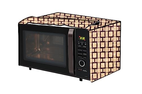 Image of The Furnishing Tree PVC Waterproof Microwave Oven Cover Compatible for Whirlpool 25 L Convection Magicook Elite Lattice Pattern Beige